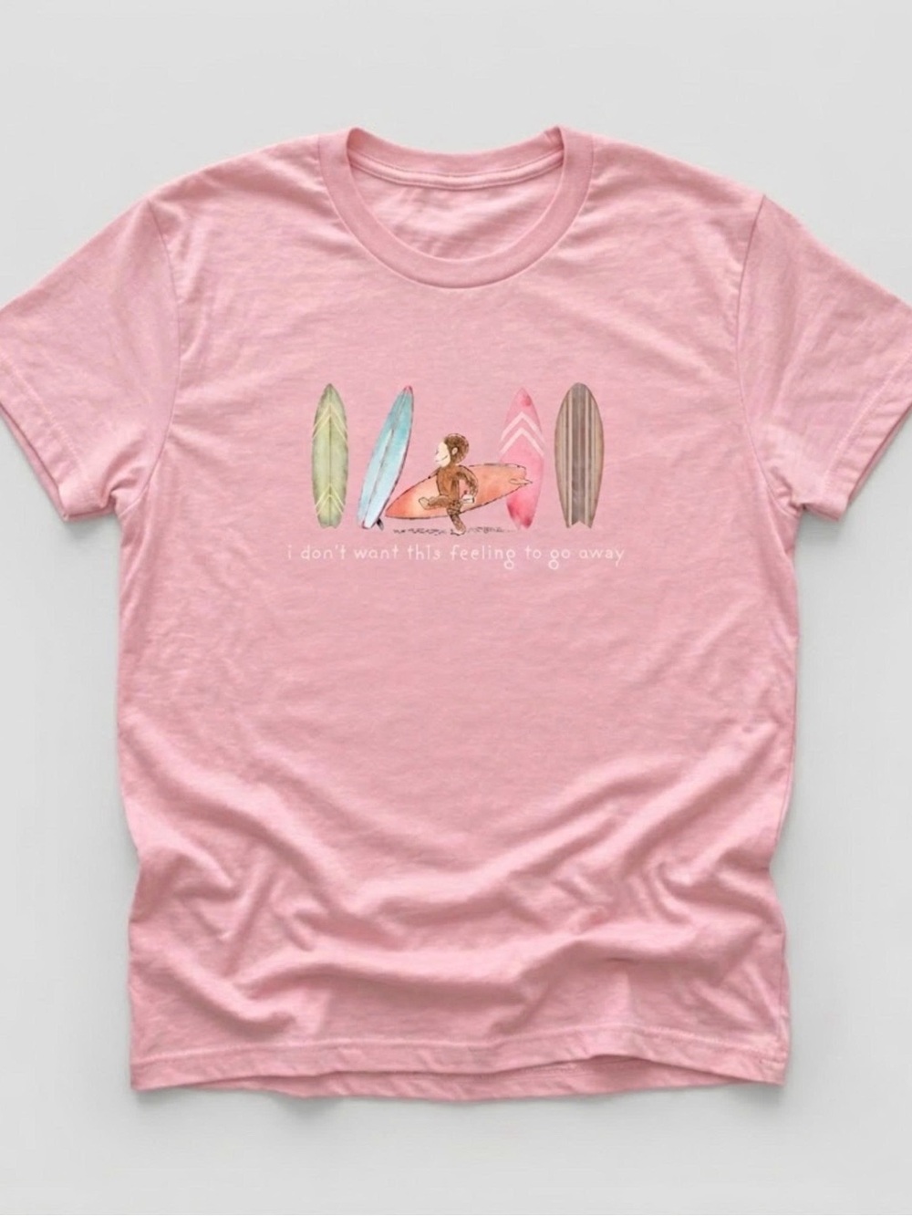 Gildan Pink Short Sleeve Tee with Surfboard Graphic